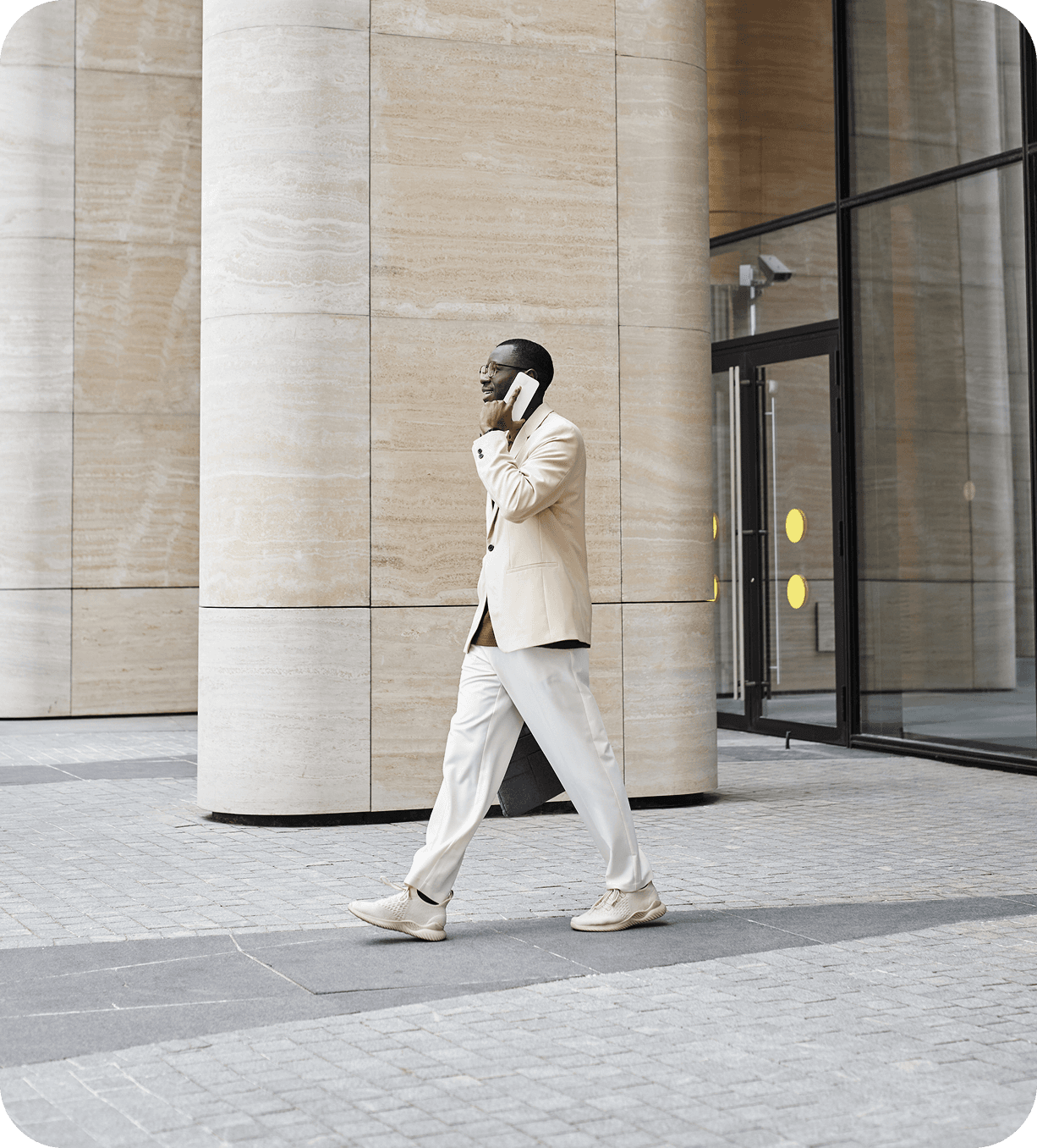 Person in business attire walking