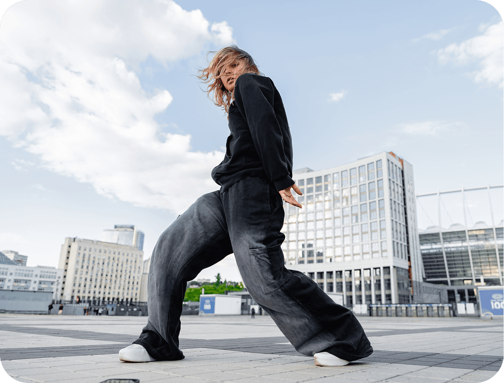 Person walking in a city
