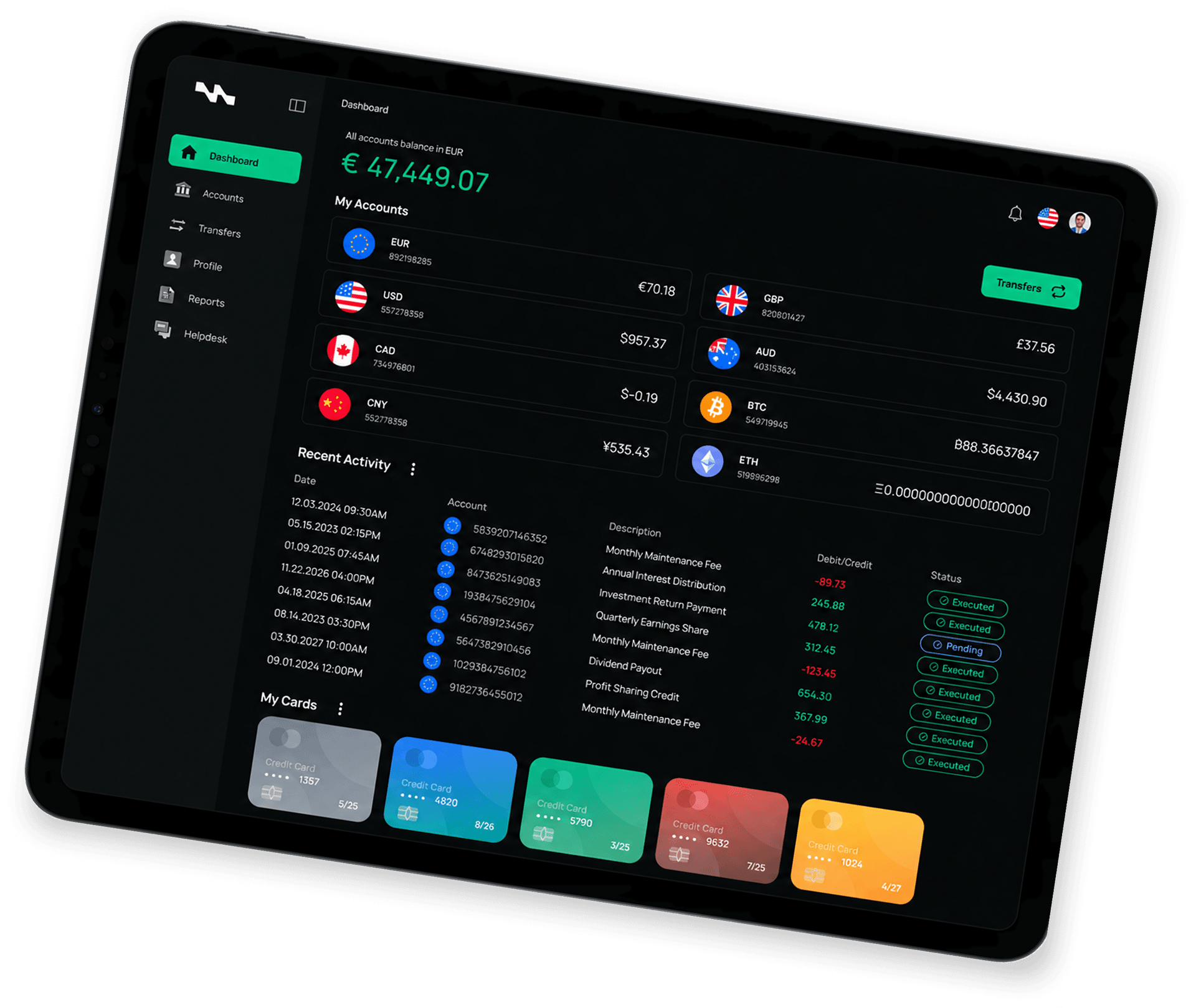 Tablet showing the Macropay app