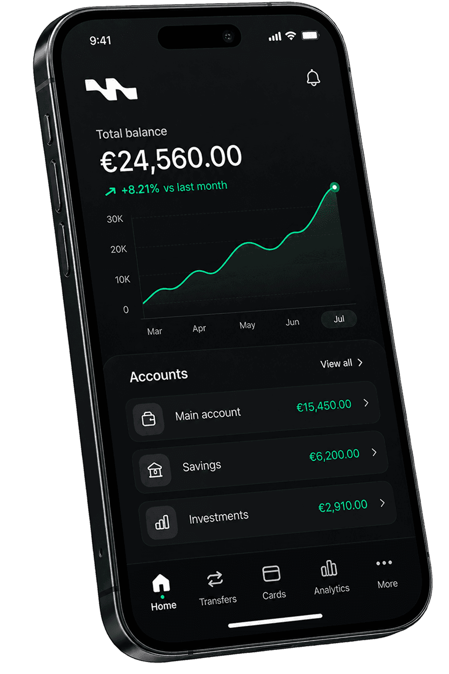 Macropay wallet dashboard showing a total balance of €24,560.00